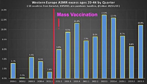 Рост смертности в 13 странах Западной Европы после массовой вакцинации
