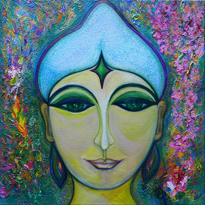 «Sun-Faced Buddha» /2.11.2022/ Сanvas, acryl. 40х40